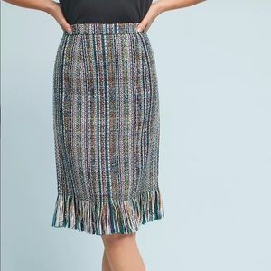 Maeve Fringed Tweed Pencil Skirt